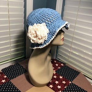 Hand crochet cotton flapper hat